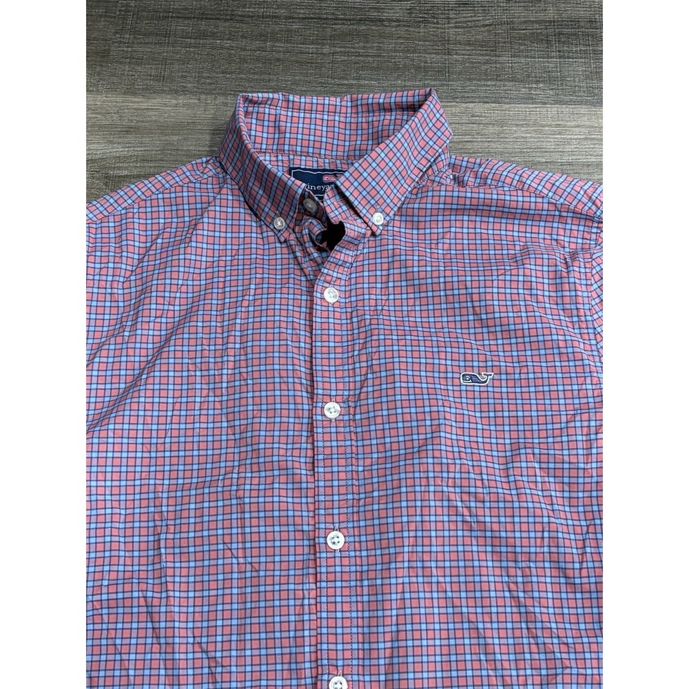 Vineyard Vines Whale Shirt Small‎ Slim Fit Button Down Plaid Nylon Spandex - Picture 4 of 8